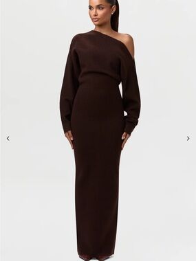 Naked Wardrobe KNIT OFF-SHOULDER SWEATER MAXI DRESS